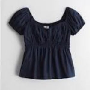 Super soft, pretty Y2K Ruched blouse Medium Navy Blue